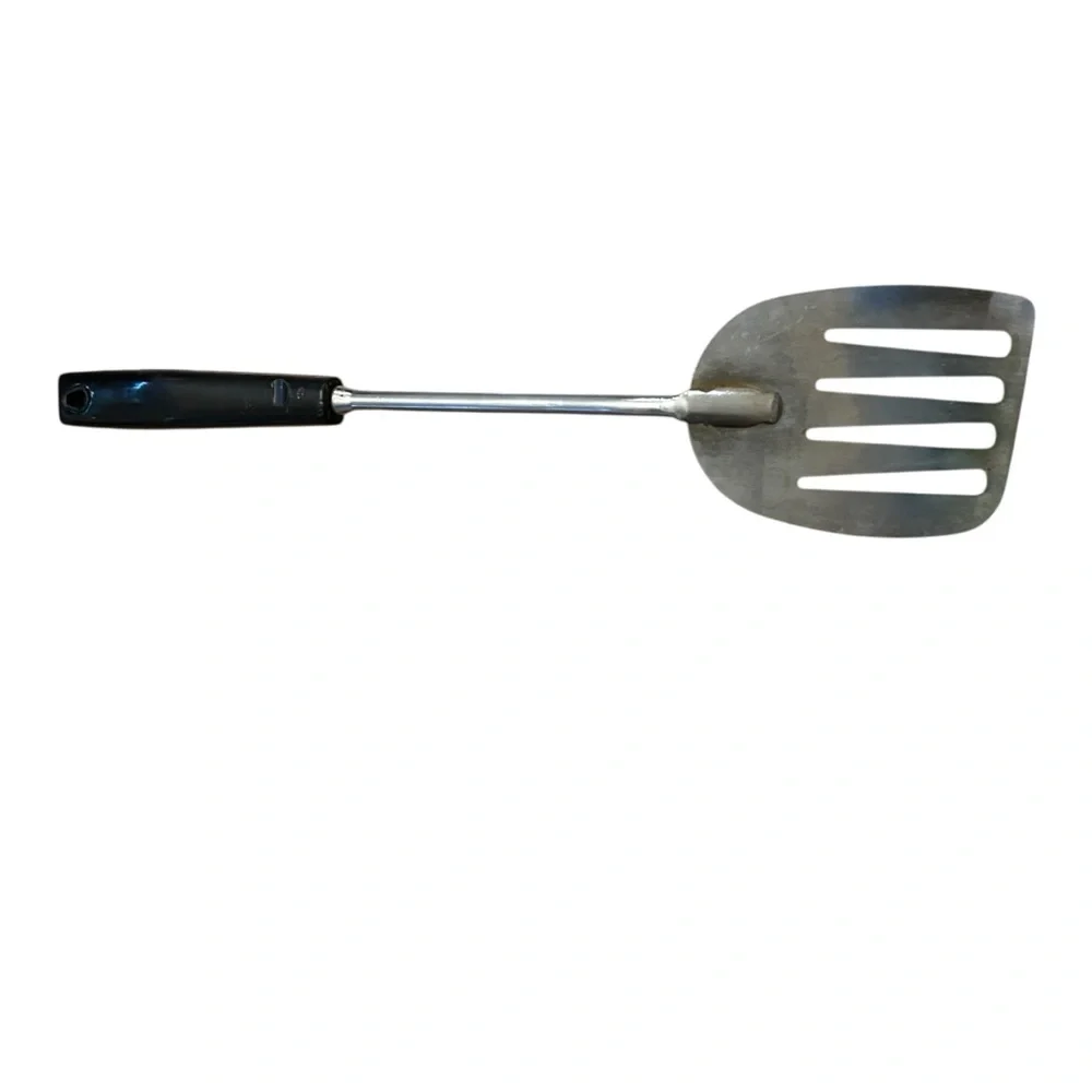 Vintage EKCO USA Stainless Steel Slotted Turner Spatula Black Handle 13” Kitchen
